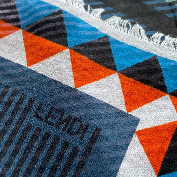 Fendi Cotton Geometric Scarf 41" x 40" - Picture 14 of 14